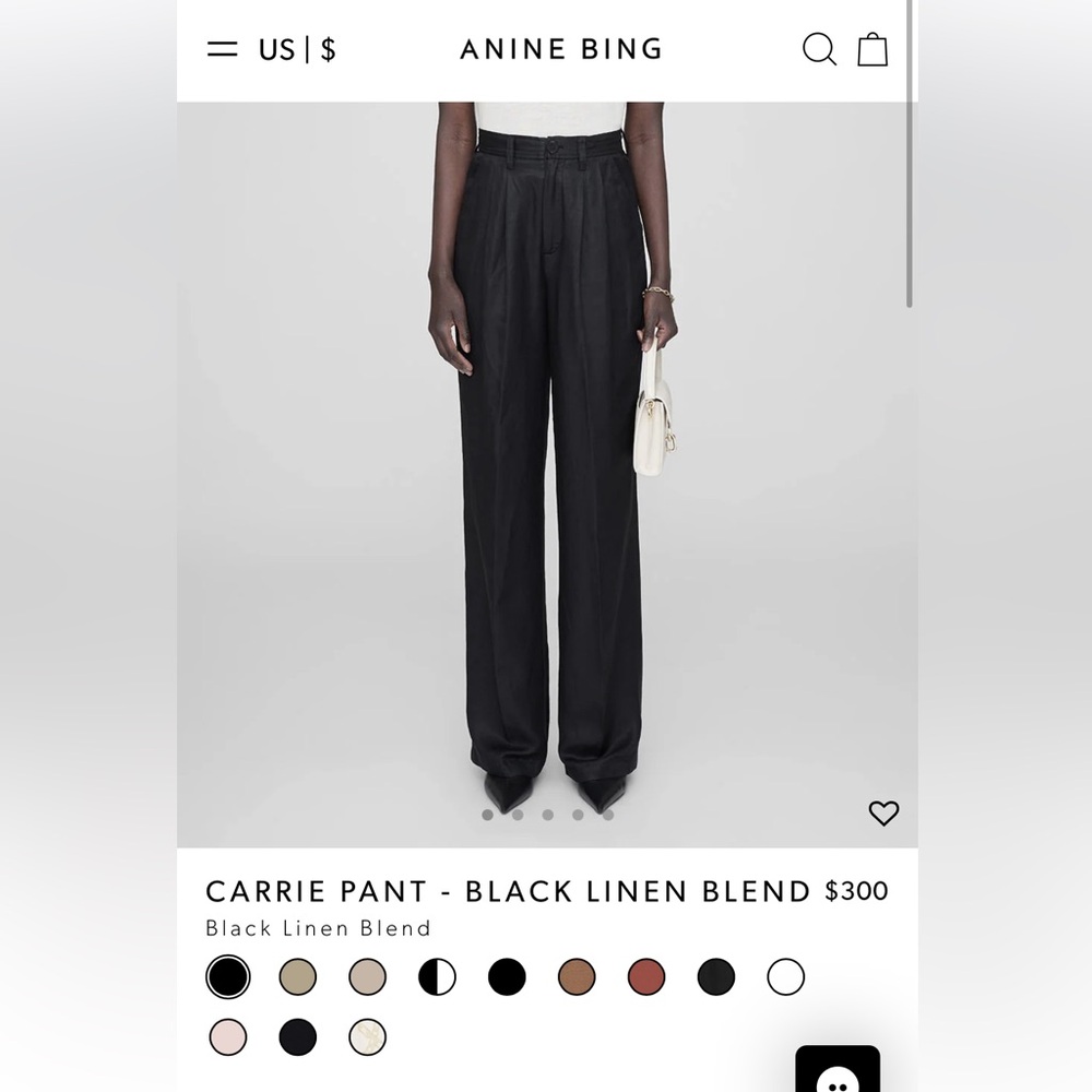 Anine bing Carrie pant black sz 2